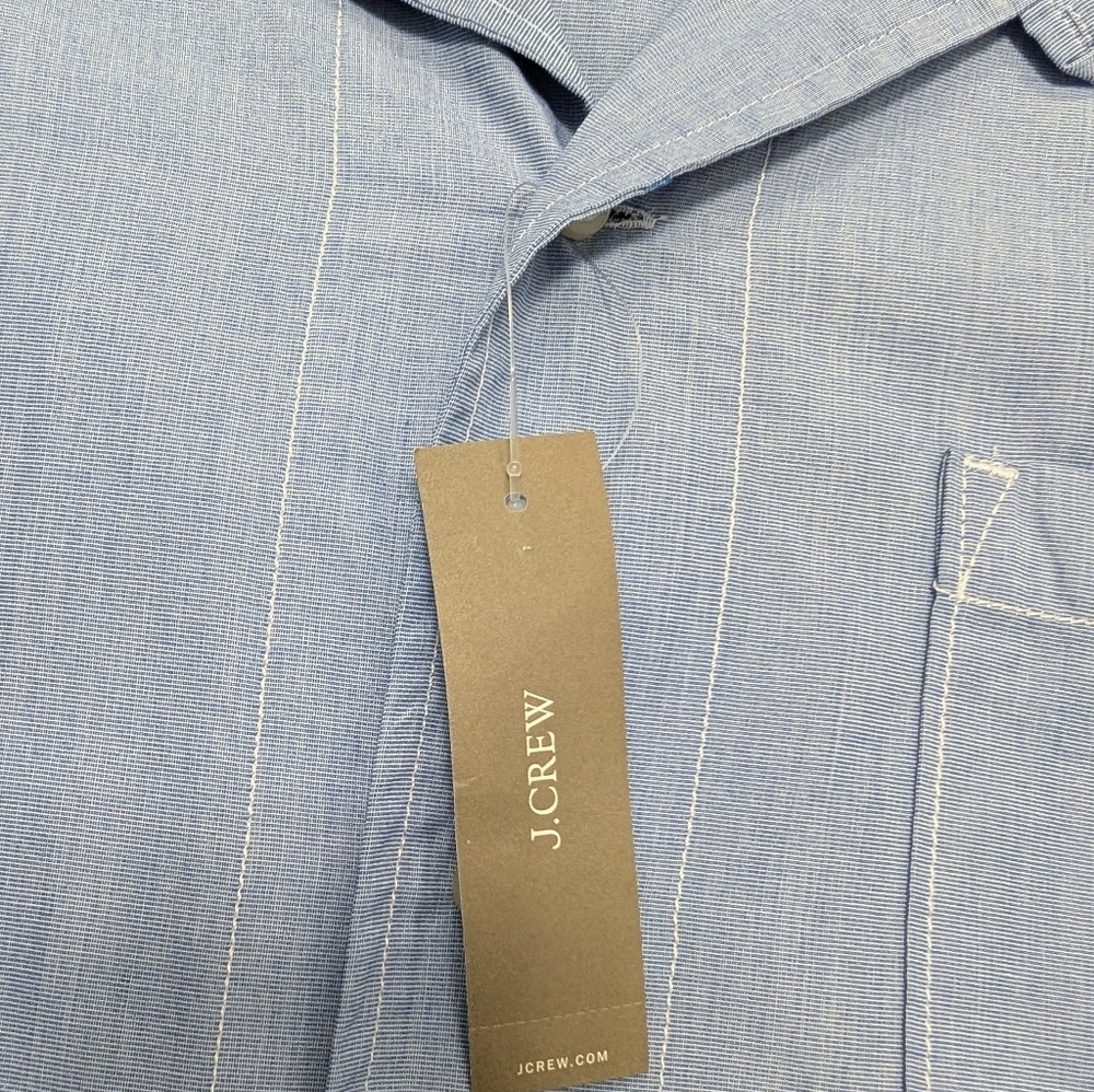 J. Crew Camp Collar Shirt Jacket XL NWT Blue Organic Cotton Utility - Picture 11 of 16